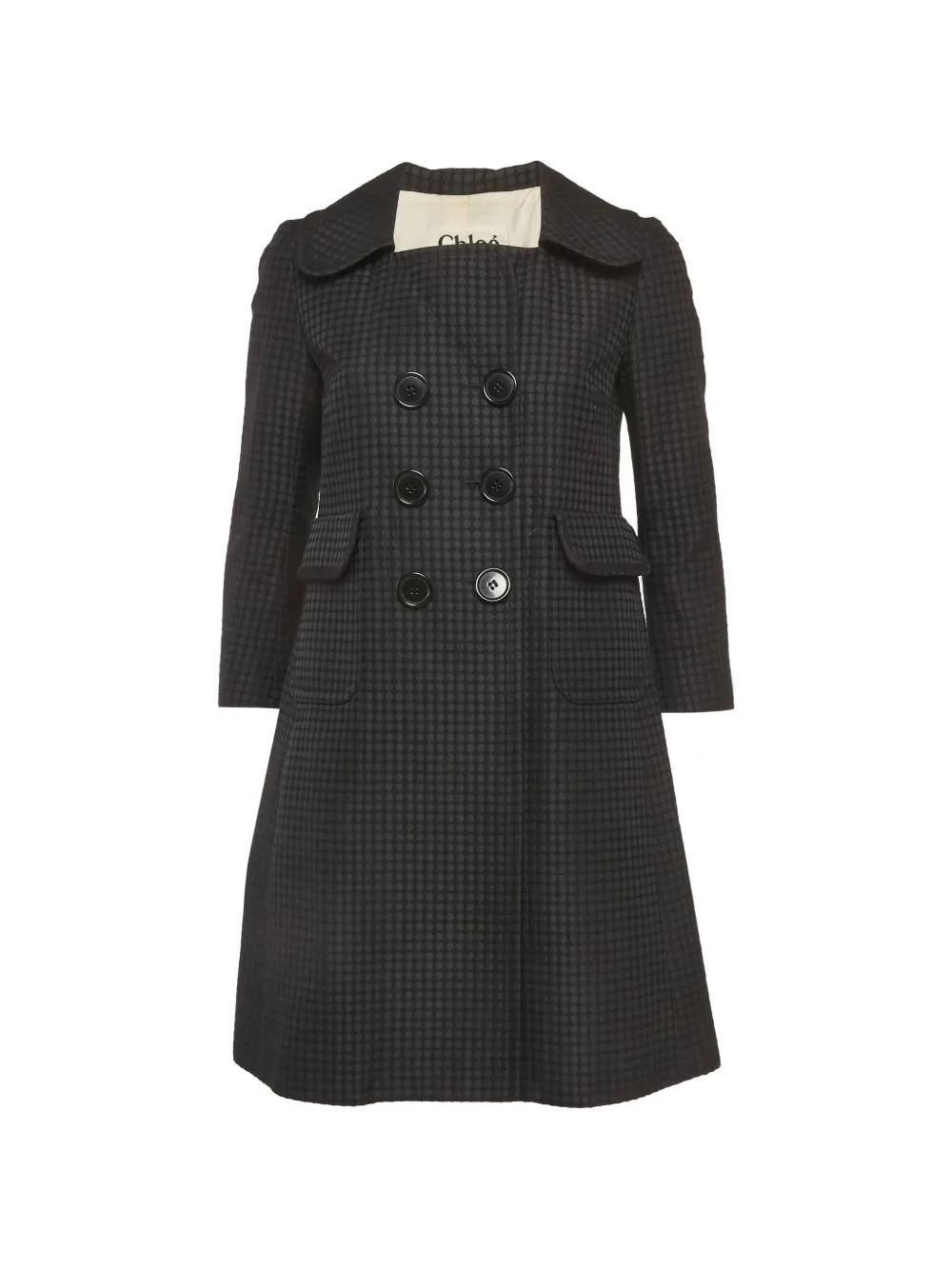 Chloé Pre-Owned jacquard double-breasted coat - Nero