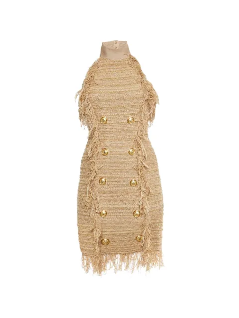 Balmain Pre-Owned fringed halterneck mini dress