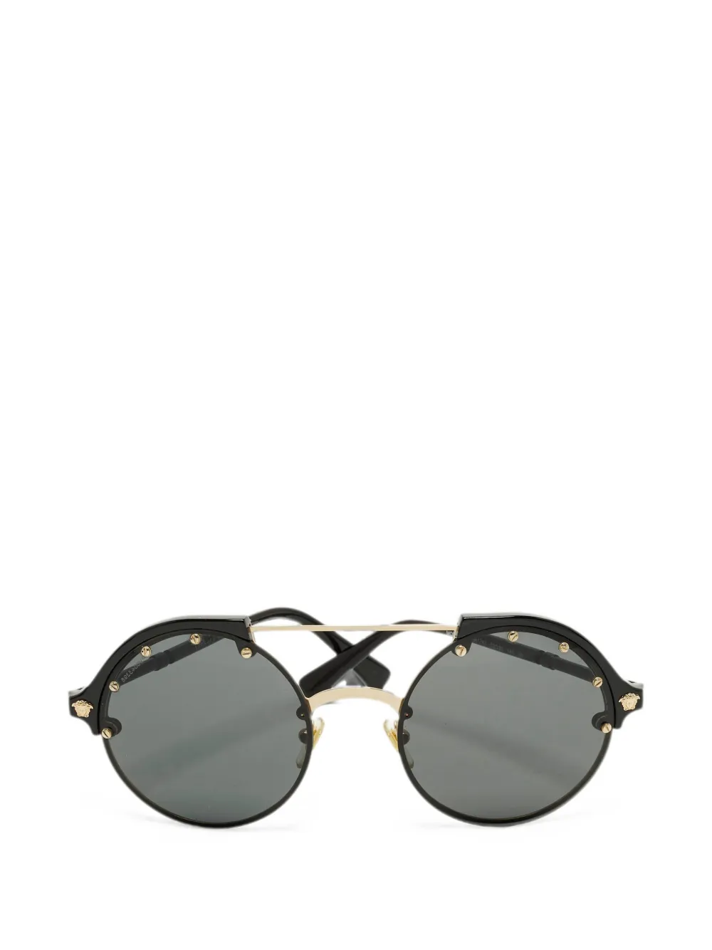 Versace Pre-Owned Medusa-stud round-frame sunglasses - Nero