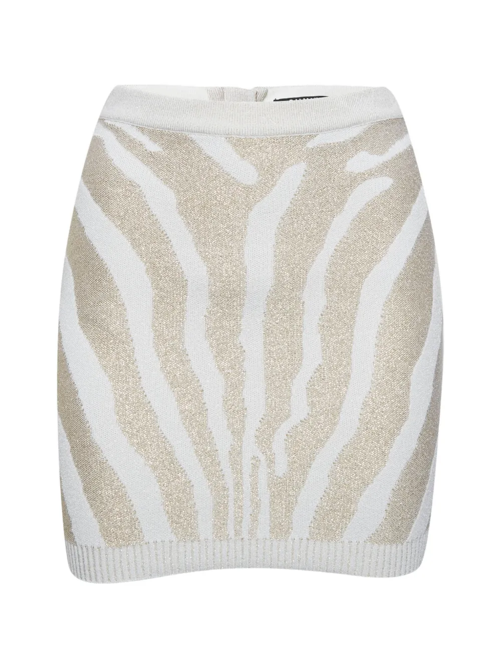 Balmain Pre-Owned mini zebra-intarsia metallic-knit skirt - Bianco
