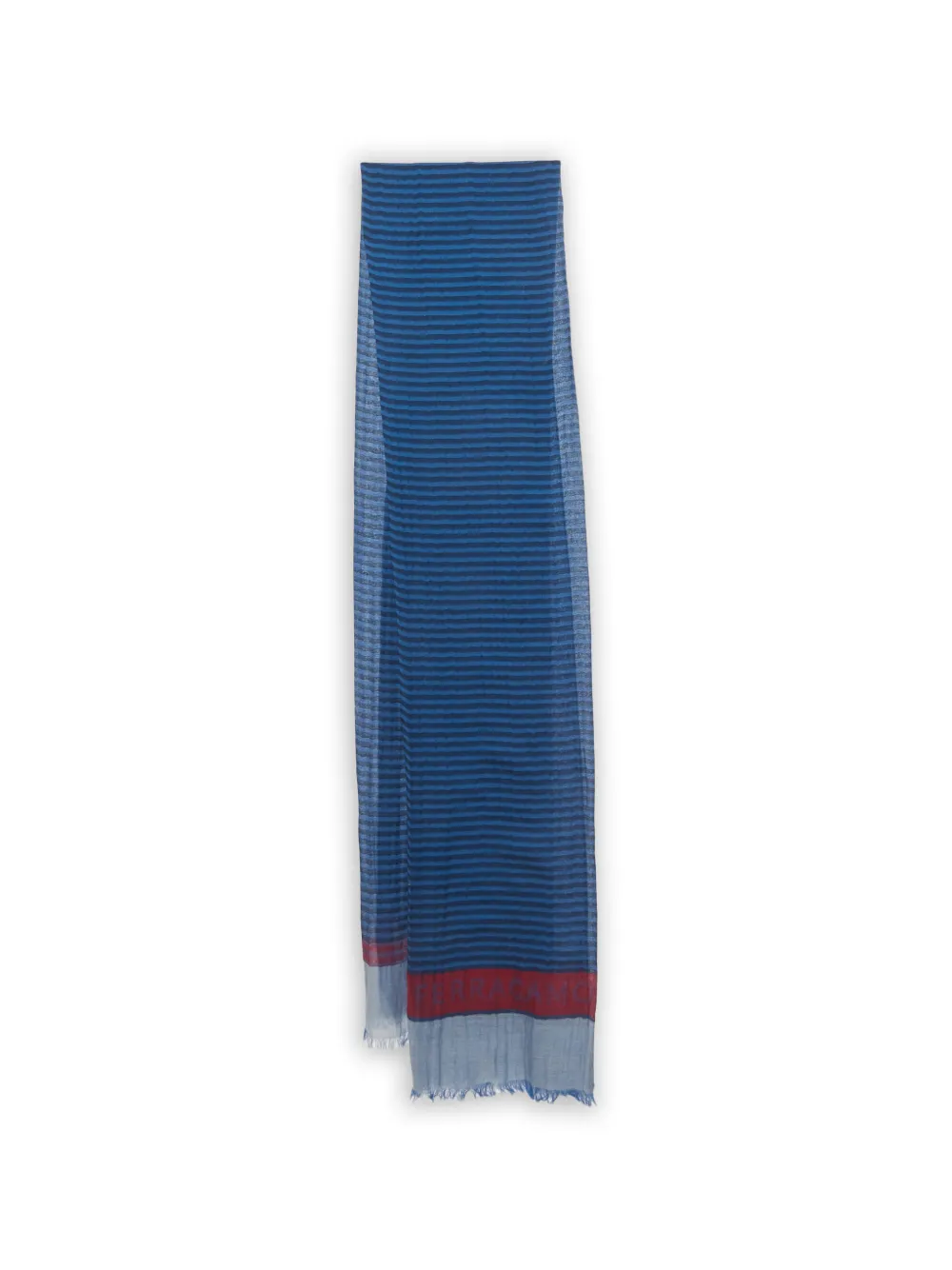 Ferragamo Pre-Owned Sciarpa a righe con frange - Blu