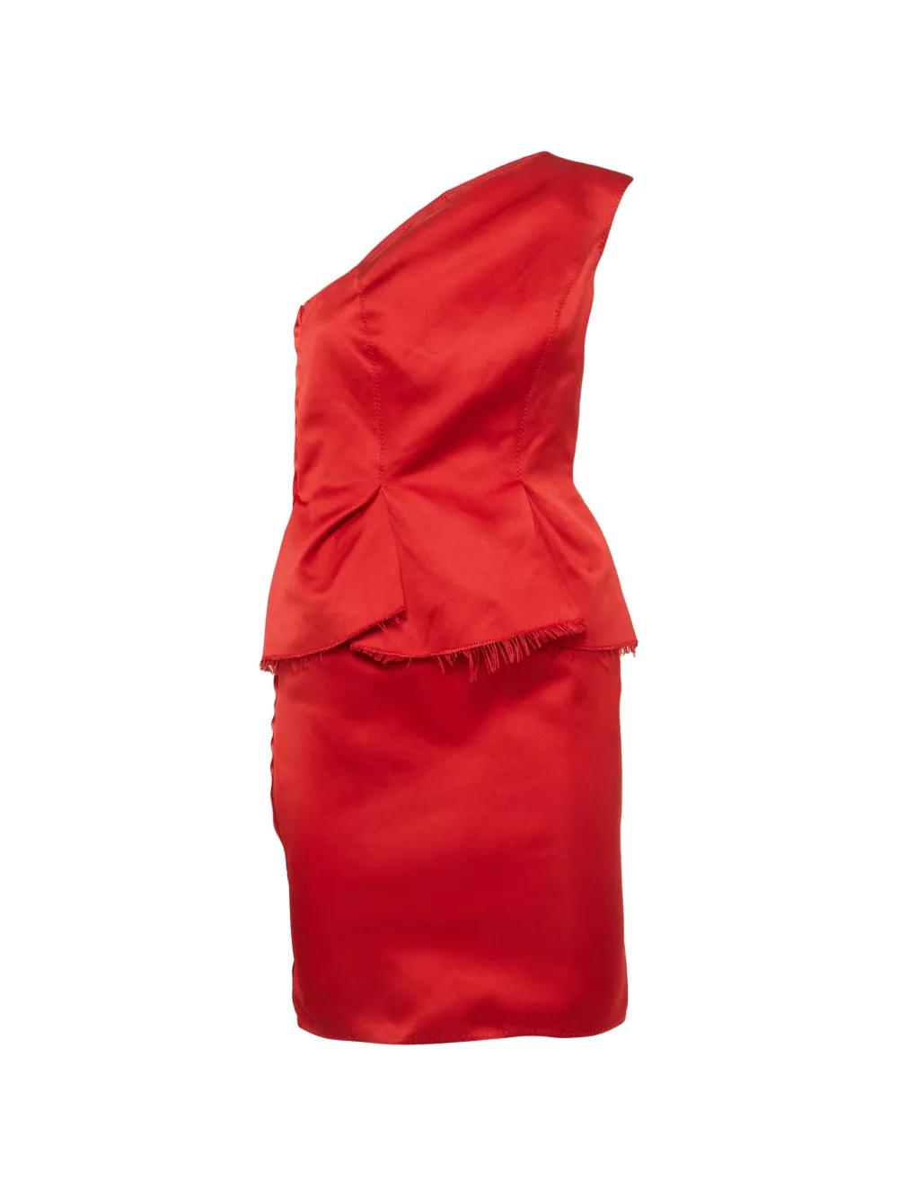 Lanvin Pre-Owned Les 10 ans one-shoulder peplum mini dress - Rosso