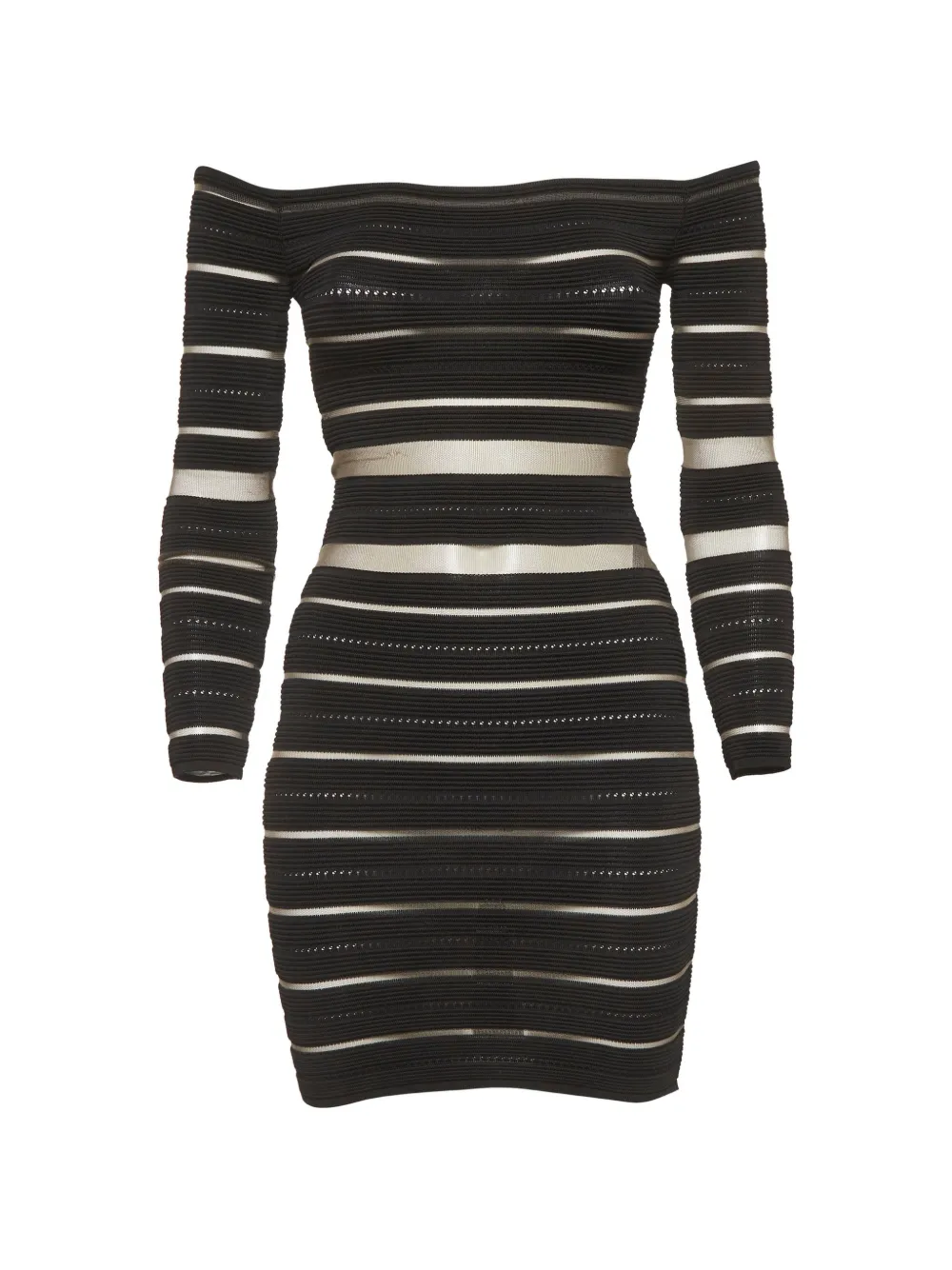 Balmain Pre-Owned Abito a righe con spalle scoperte - Nero