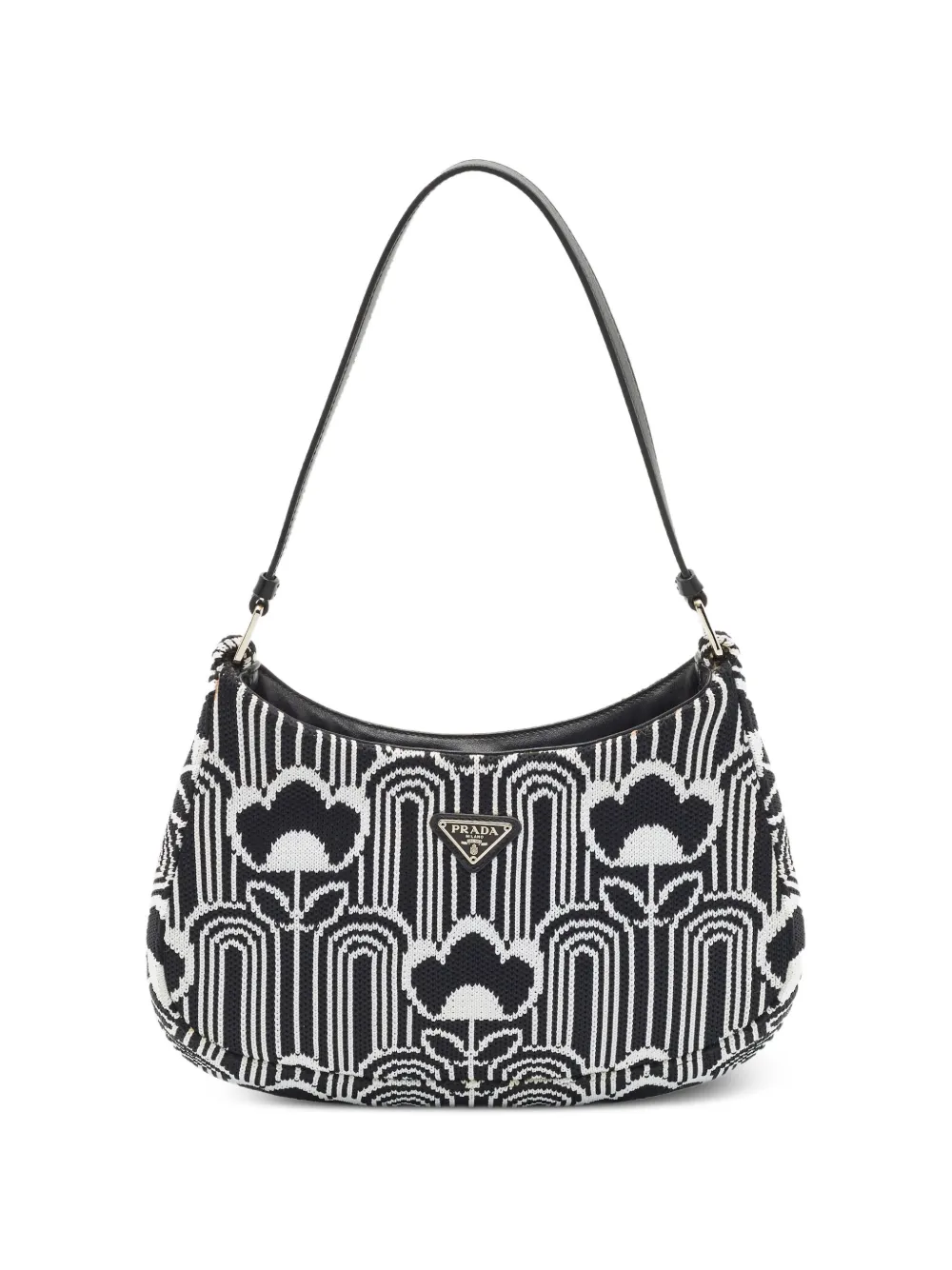 Prada Pre-Owned 2021 Cleo geometric knit shoulder bag - Nero