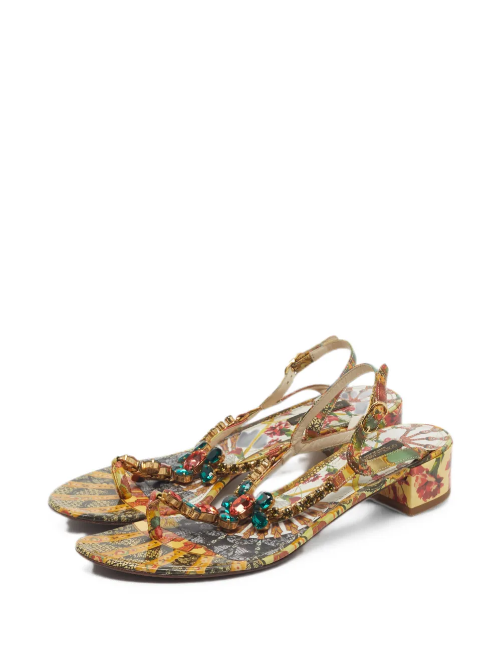 Dolce & Gabbana Pre-Owned crystal-embellished ankle strap sandals - Giallo