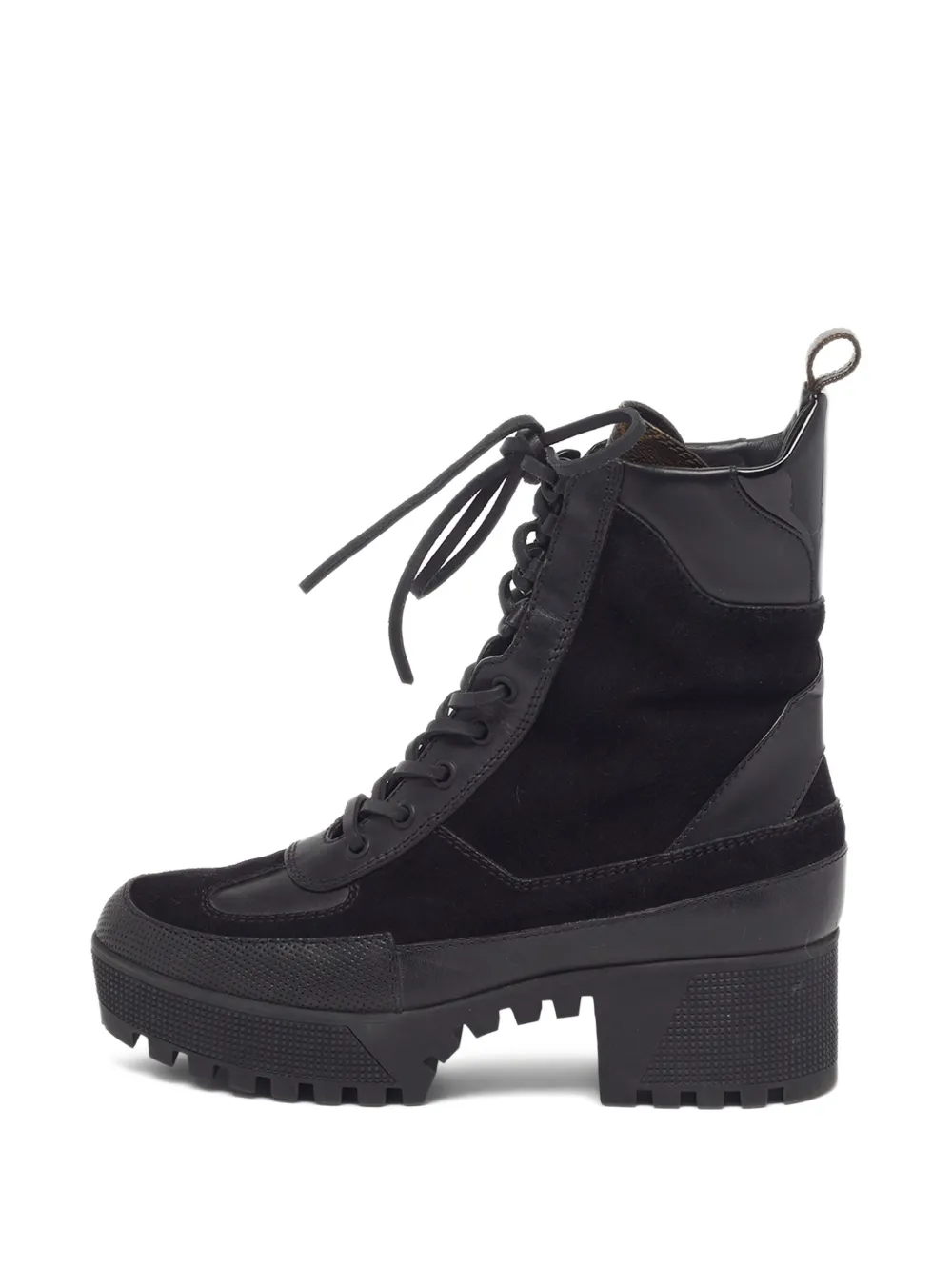 Louis Vuitton Pre-Owned Laureate leather and suede combat boots - Schwarz