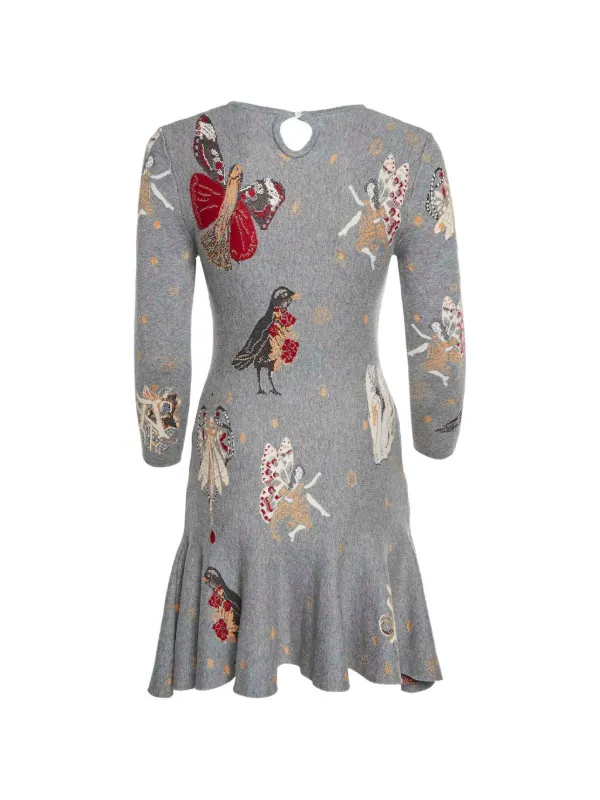 alexander mcqueen jacquard knit dress Alexander McQueen Pre-Owned jacquard-knit Mini Dress | Grey