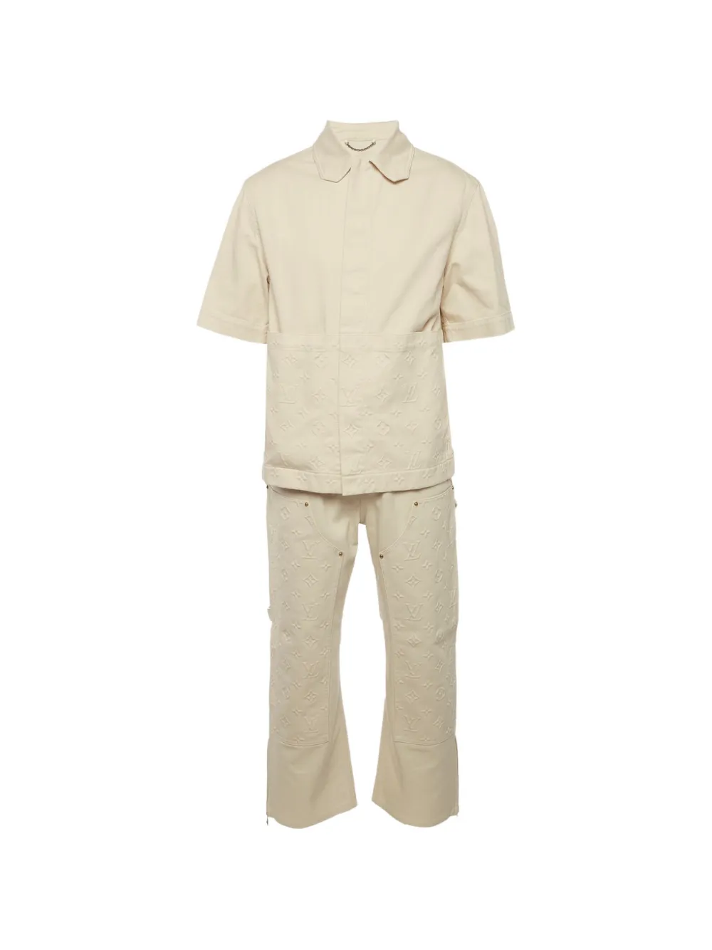 Louis Vuitton Pre-Owned Jeanshemd und Hose mit Monogramm-Prägung - Nude