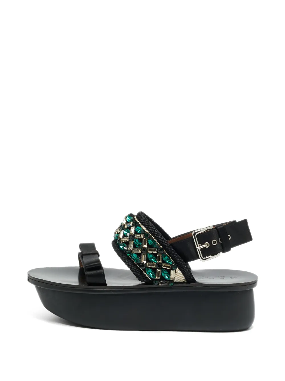 Marni Pre-Owned crystal-embellished slingback sandals - Nero