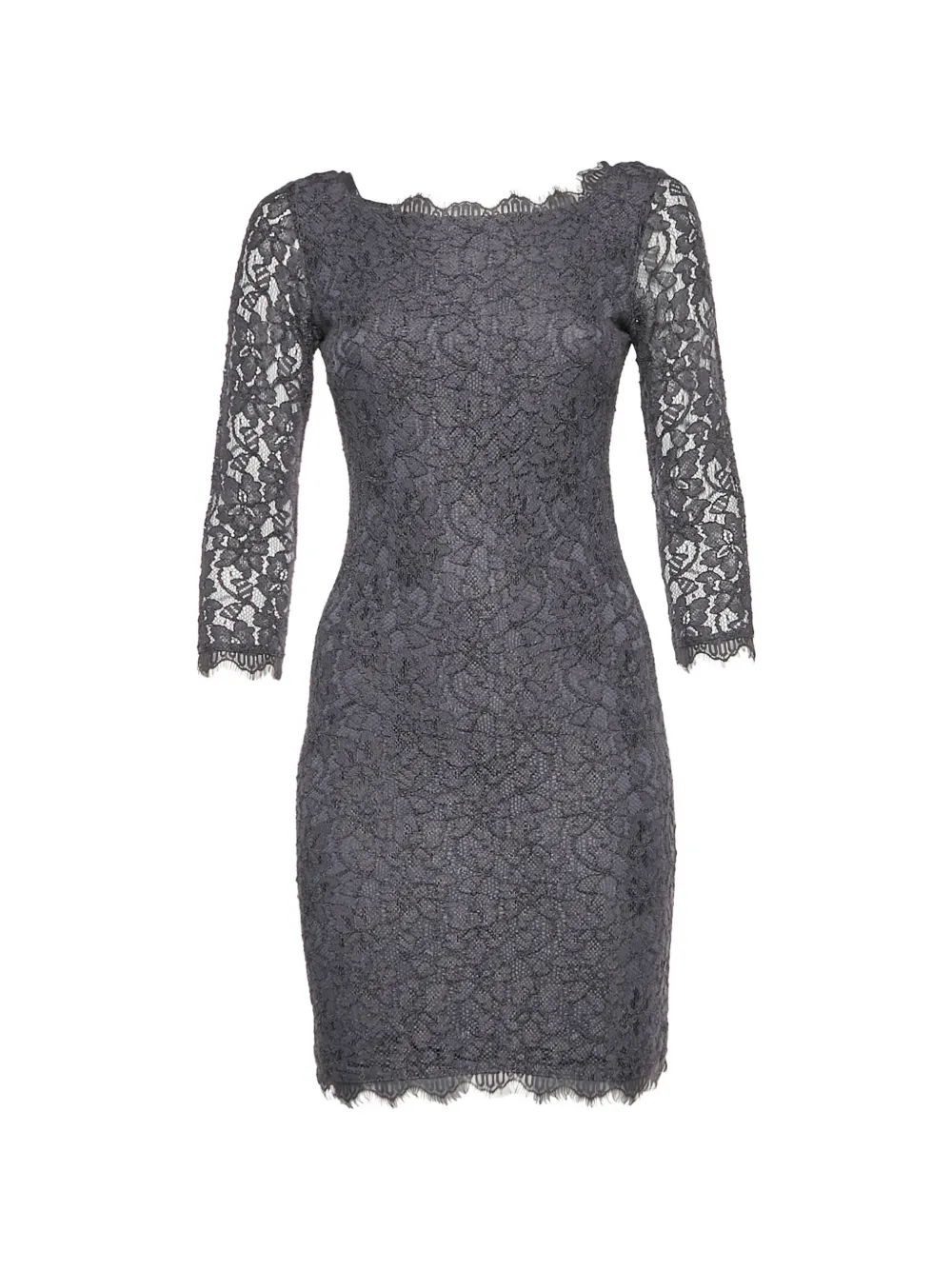 Diane Von Furstenberg Vintage lace zip-up mini dress - Grigio