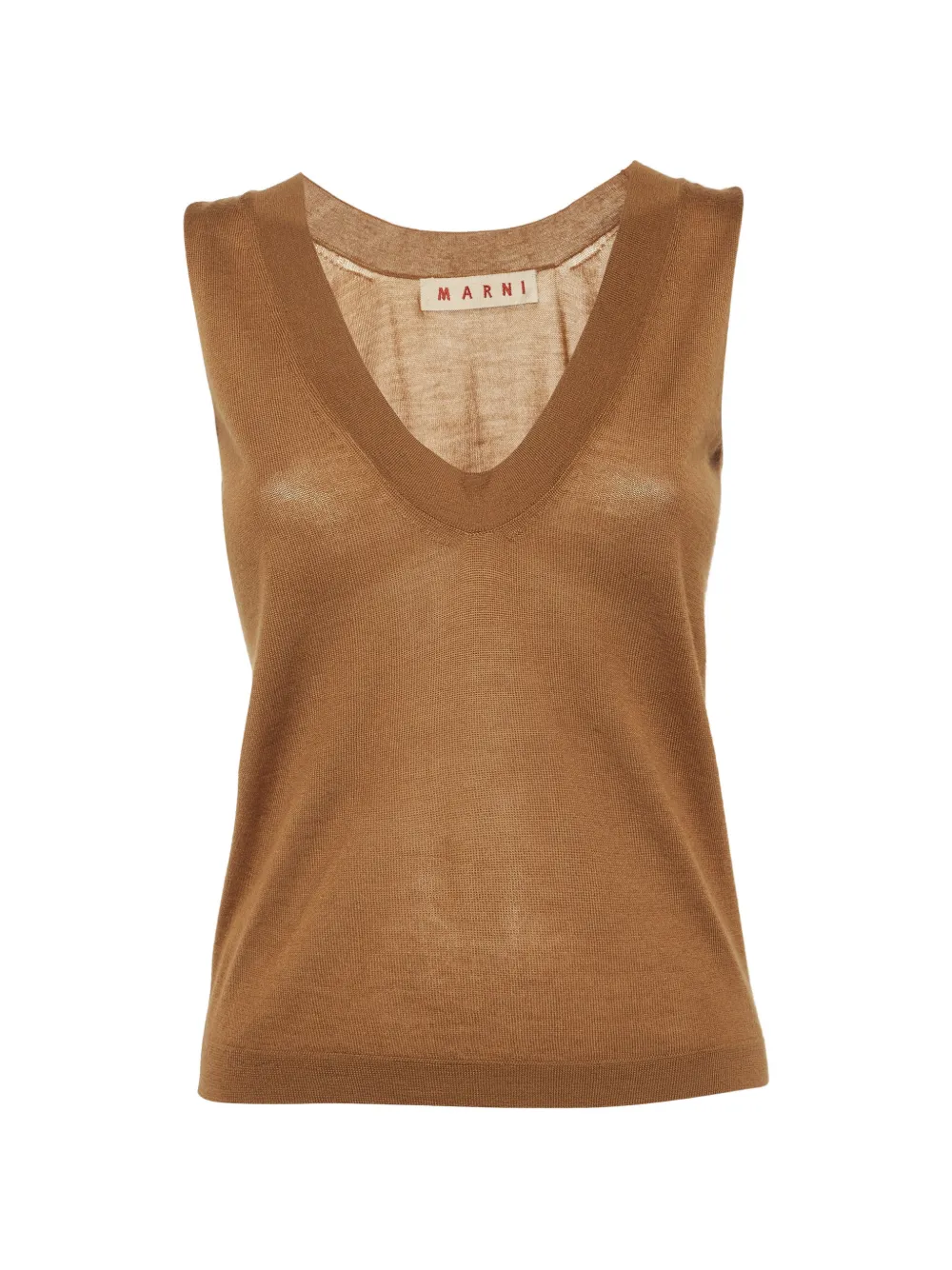 Marni Pre-Owned V-neck sleeveless cashmere T-shirt - Marrone
