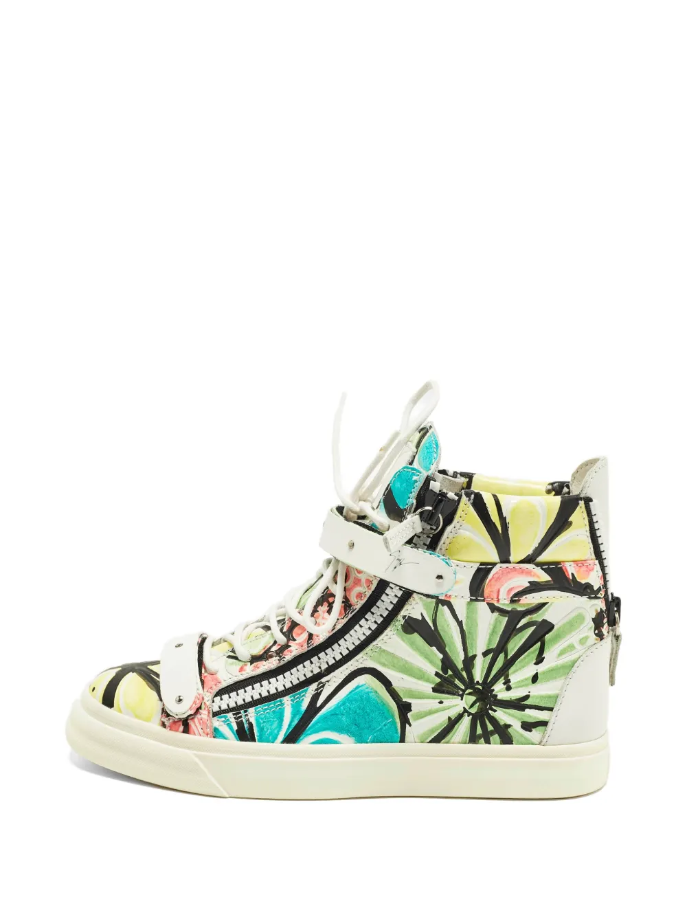 Giuseppe Zanotti Vintage floral-painted leather sneakers - Giallo