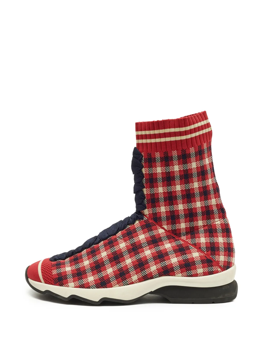 Fendi Pre-Owned check-pattern knit sneakers - Rot