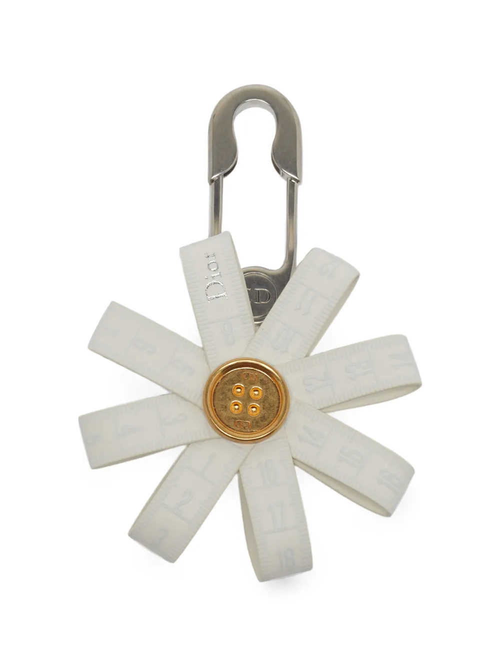 Christian Dior Pre-Owned daisy leather bag charm - Bianco