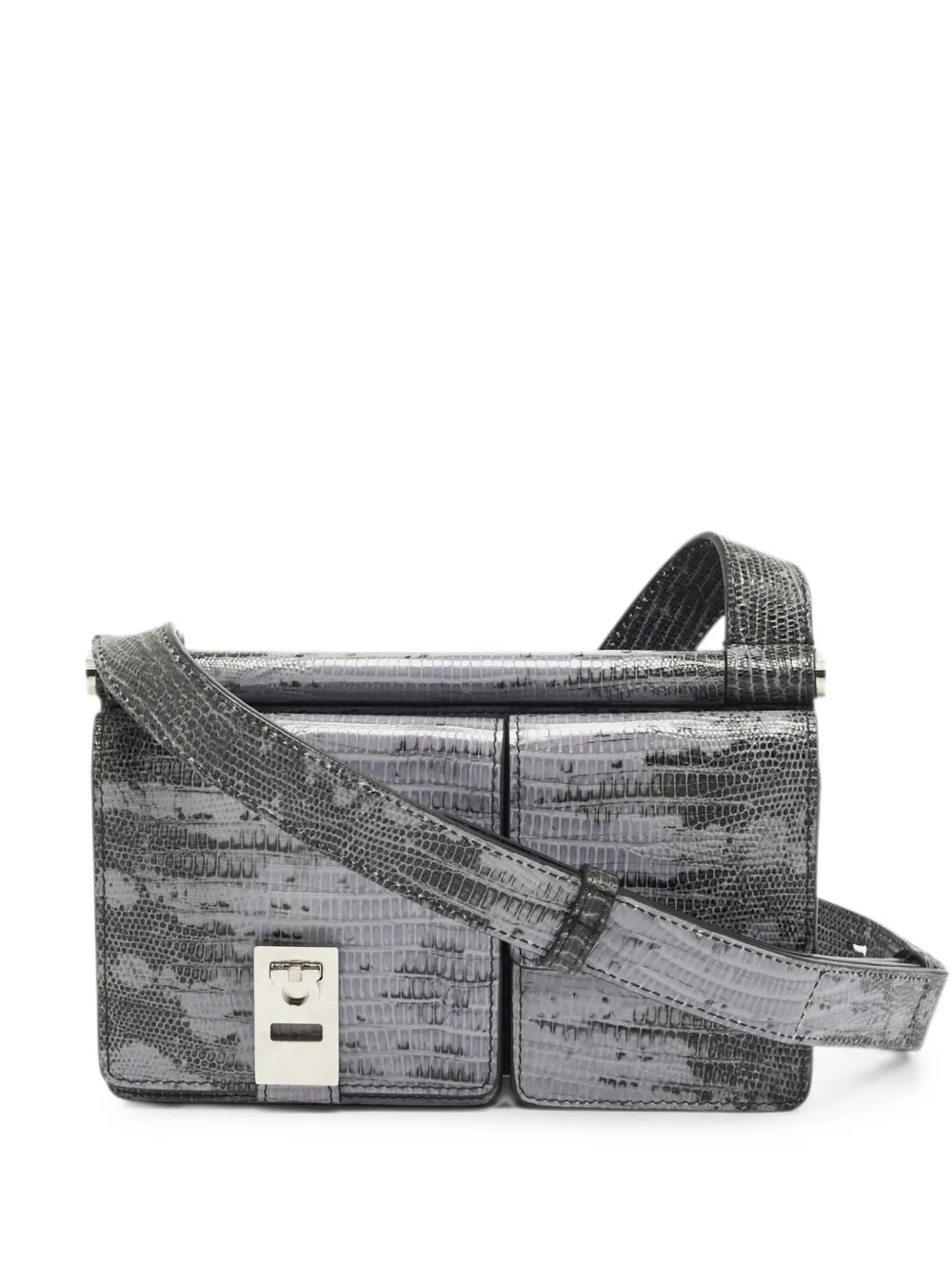 Ferragamo Pre-Owned multi-pocket lizard-embossed leather crossbody bag - Viola