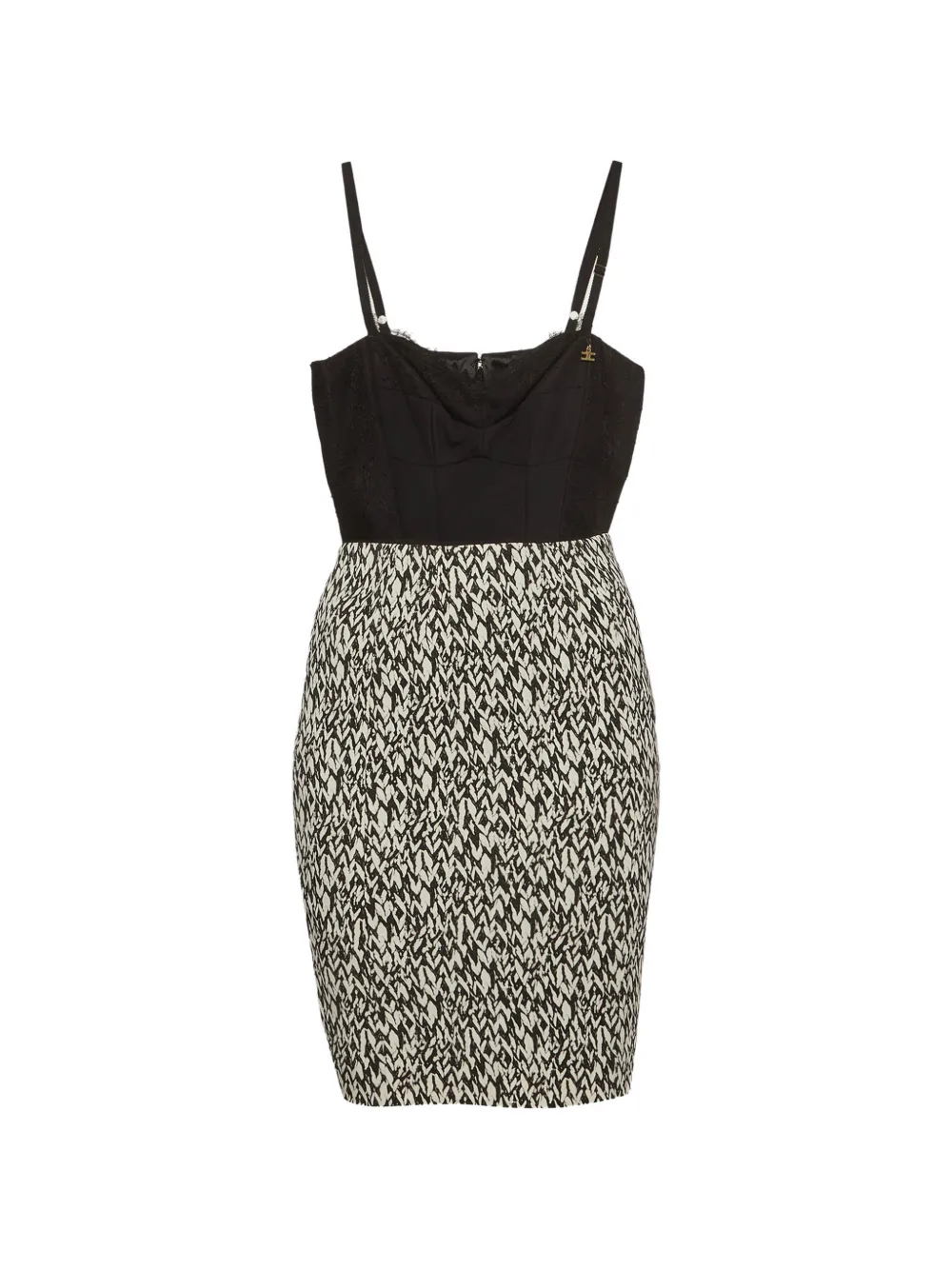 Elisabetta Franchi abstract-print bustier mini dress - Nero