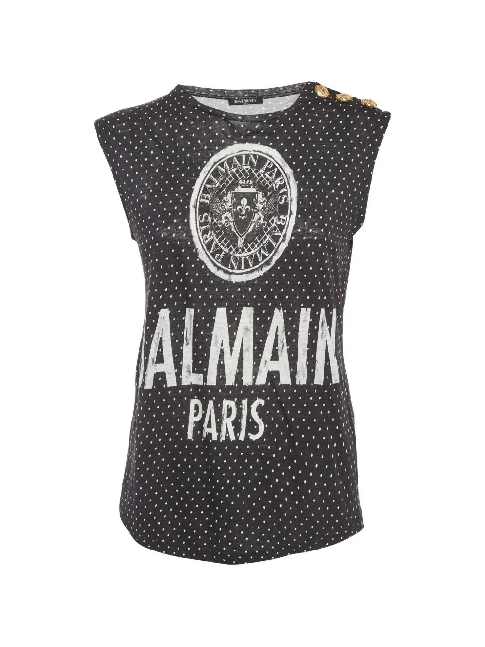 Balmain Pre-Owned polka-dot logo-print top - Schwarz