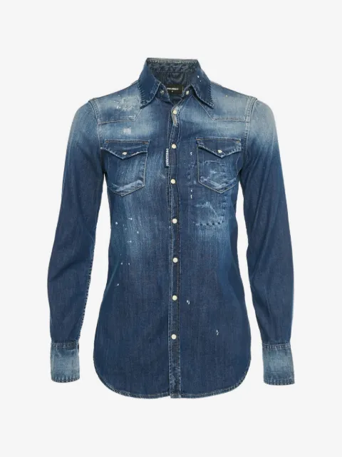DSQUARED2 camisa de mezclilla con efecto envejecido