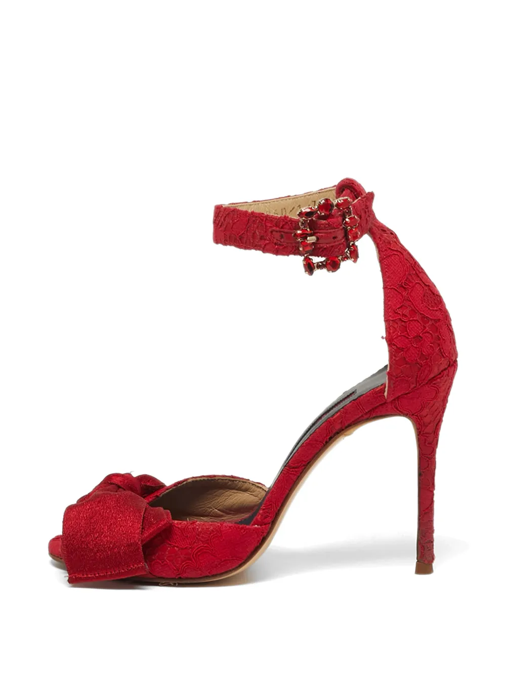 Carolina Herrera Vintage bow-detail lace sandals - Rosso