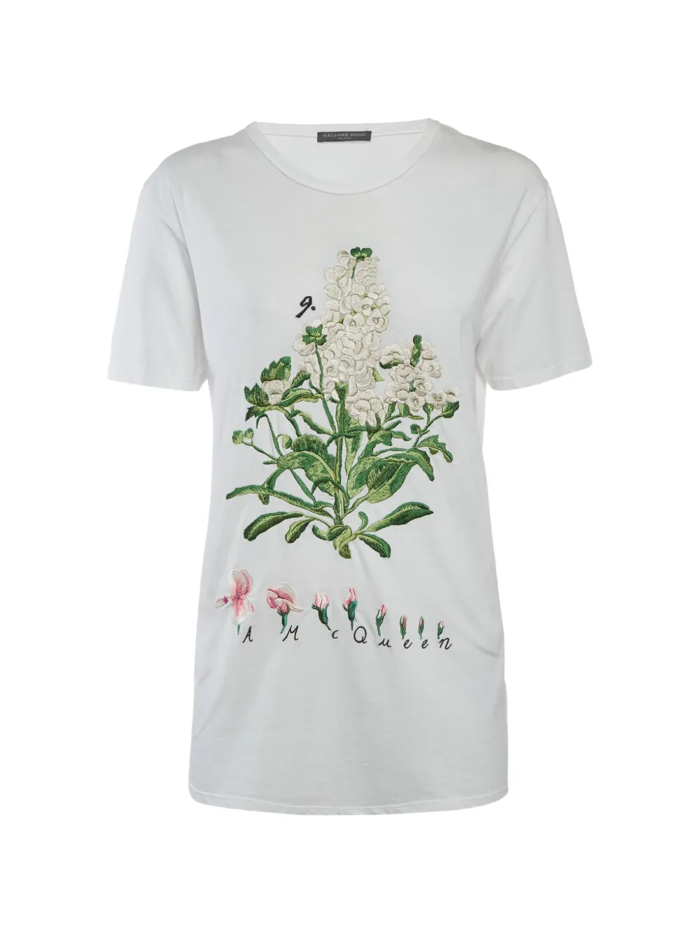 Alexander McQueen Pre-Owned embroidered botanical T-shirt - White