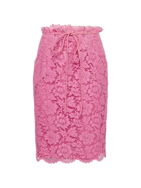 Valentino Garavani Pre-Owned floral-lace cotton midi pencil skirt