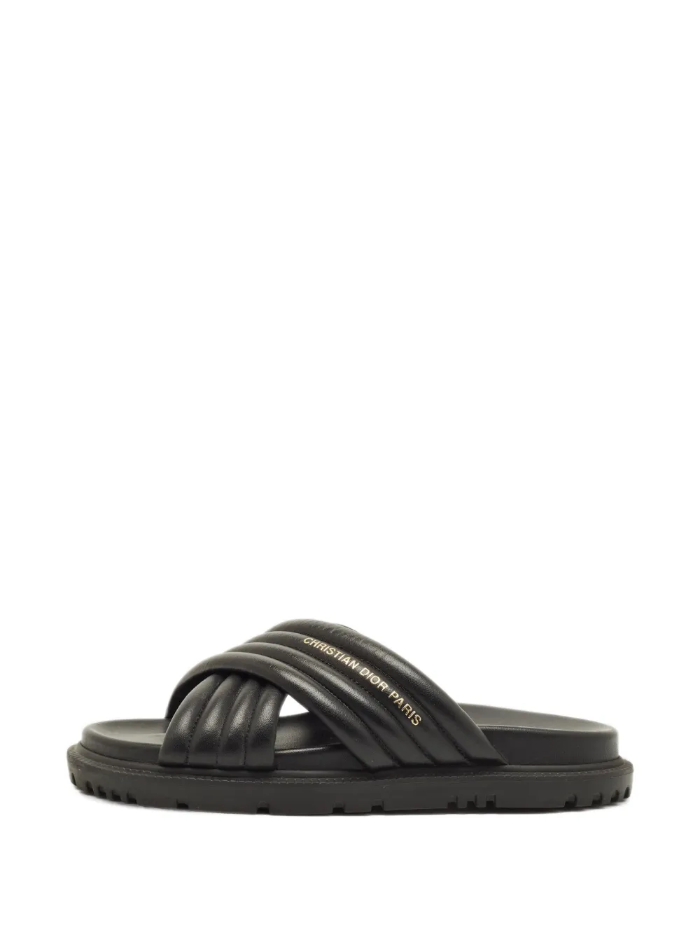 Christian Dior Pre-Owned Sandali slides con design a incrocio - Nero