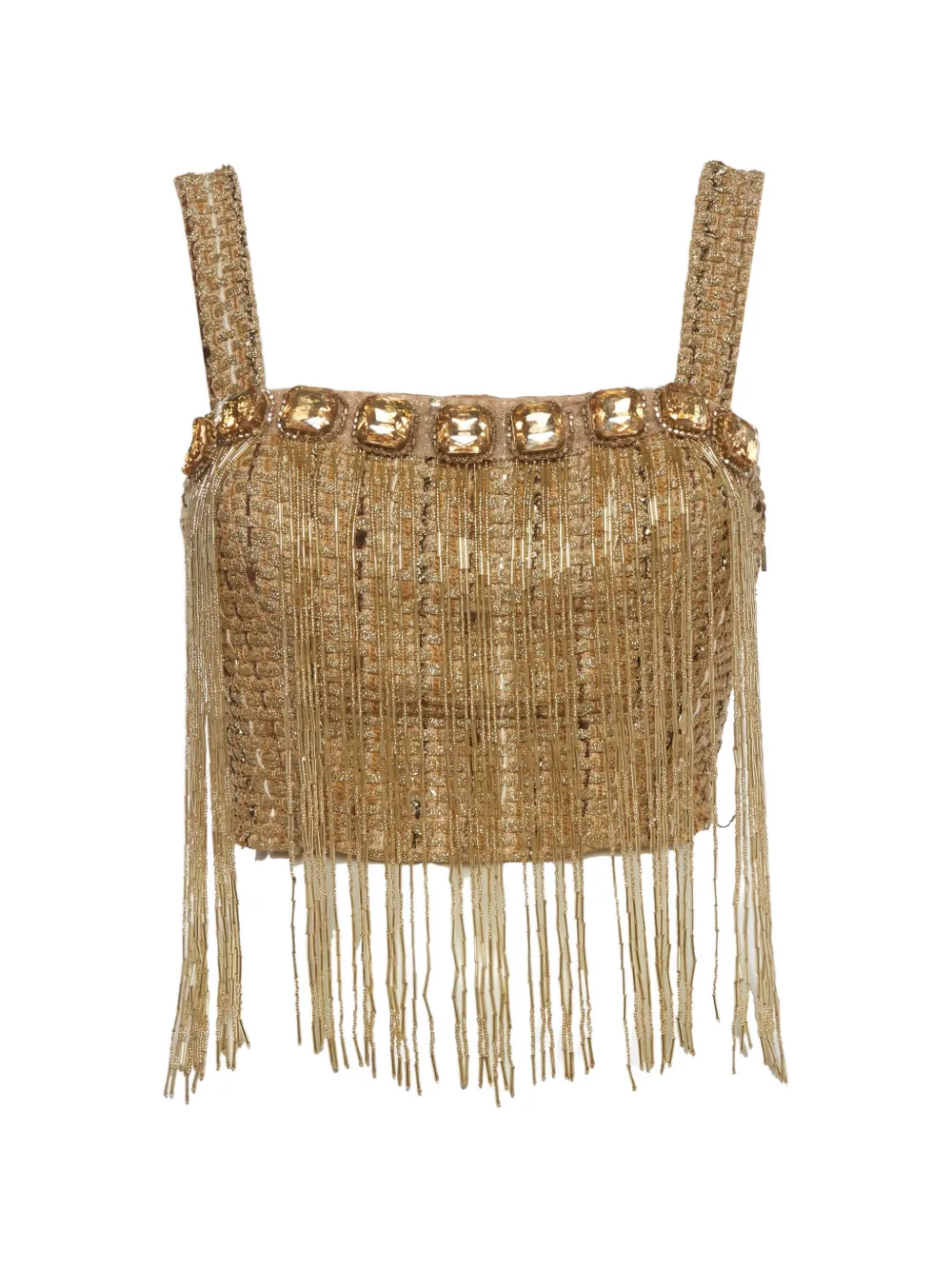 Elisabetta Franchi sequin-embroidered tweed top - Oro