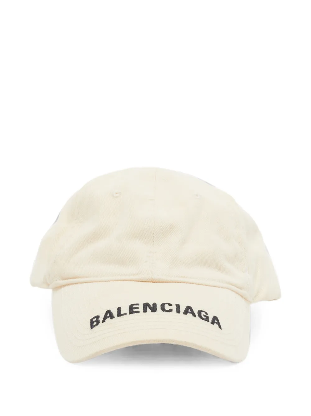 Pre-owned Balenciaga Logo-embroidered Distressed Baseball Cap In Neutral