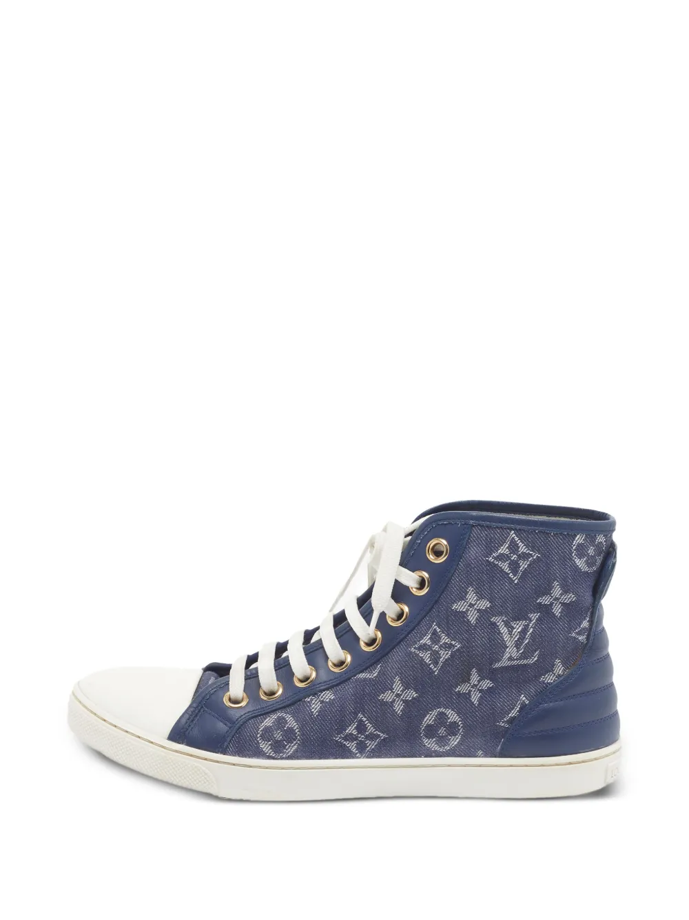 Louis Vuitton Pre-Owned Punchy Monogram leather high-top sneakers - Blau