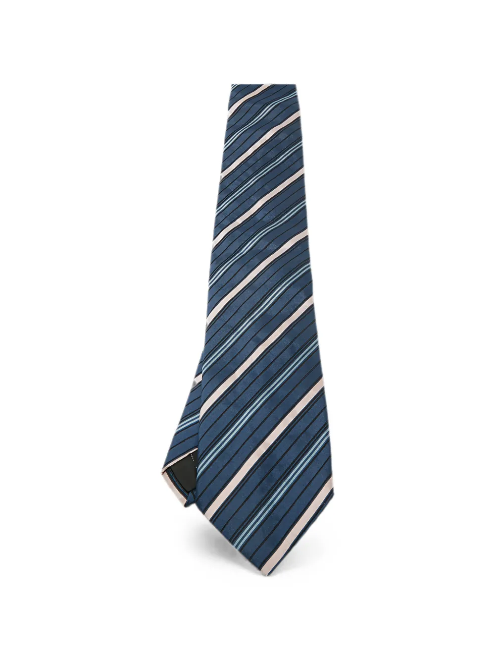 Pre-owned St Dupont Striped Silk Tie In Blue