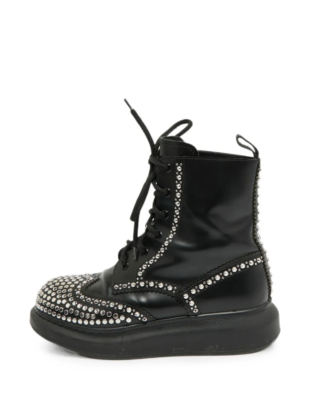 Alexander McQueen Pre-Owned studded lace-up ankle boots - Black