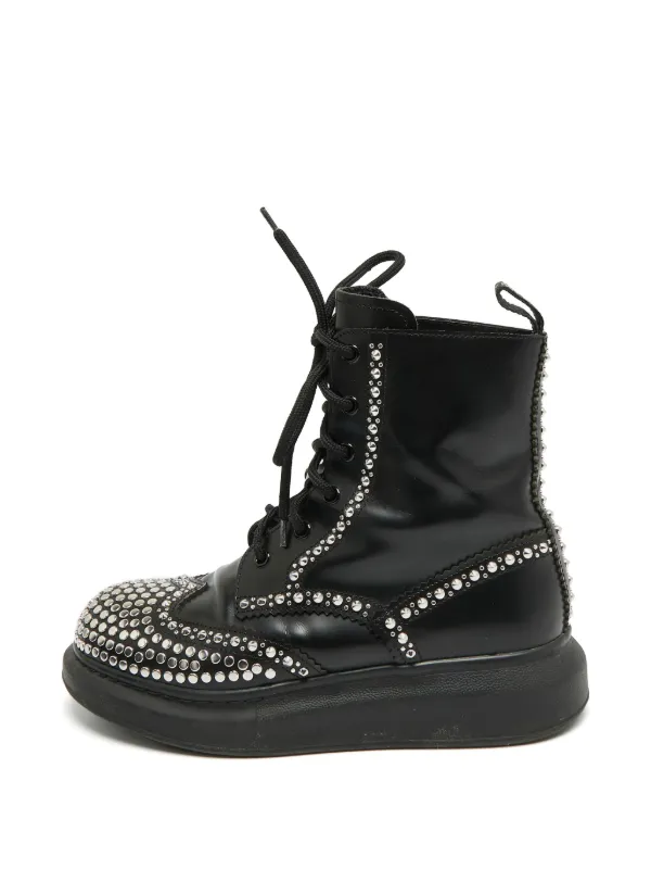 Alexander McQueen Pre-Owned スタッズ レースアップブーツ | ブラック