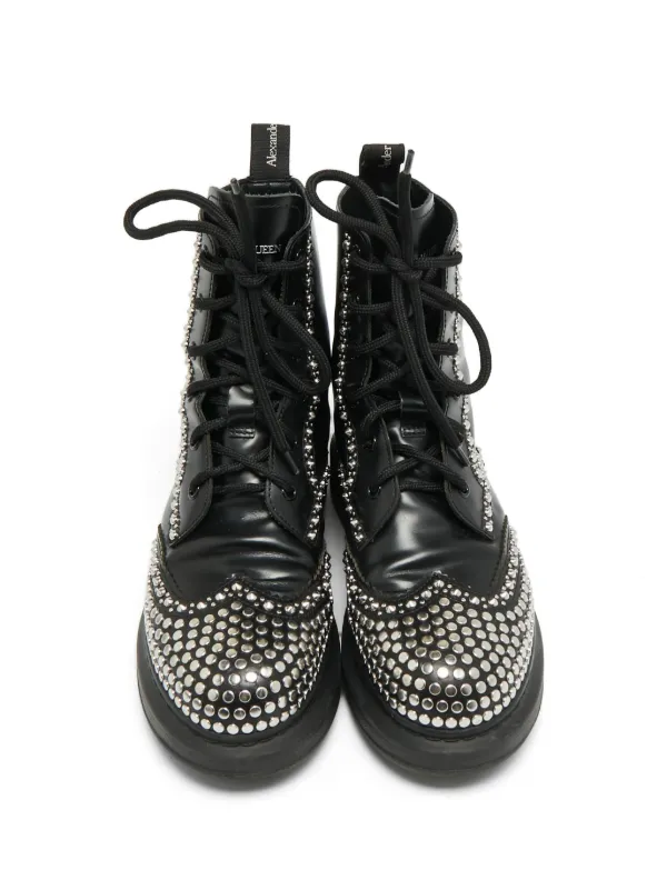 Alexander McQueen Pre-Owned スタッズ レースアップブーツ | ブラック