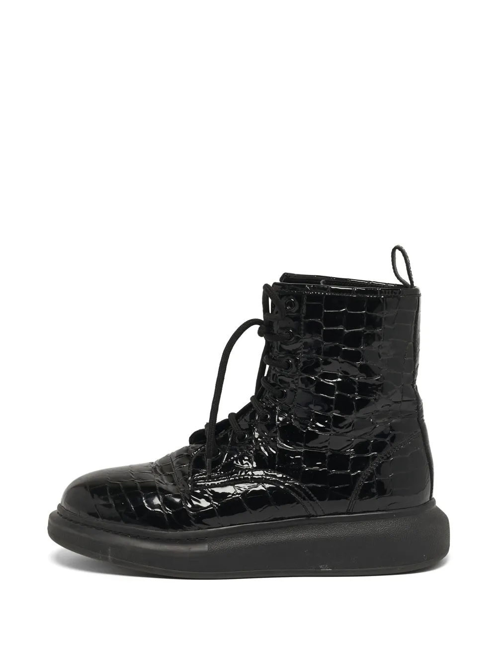 Alexander McQueen Pre-Owned Oversized croc-embossed boots - Schwarz