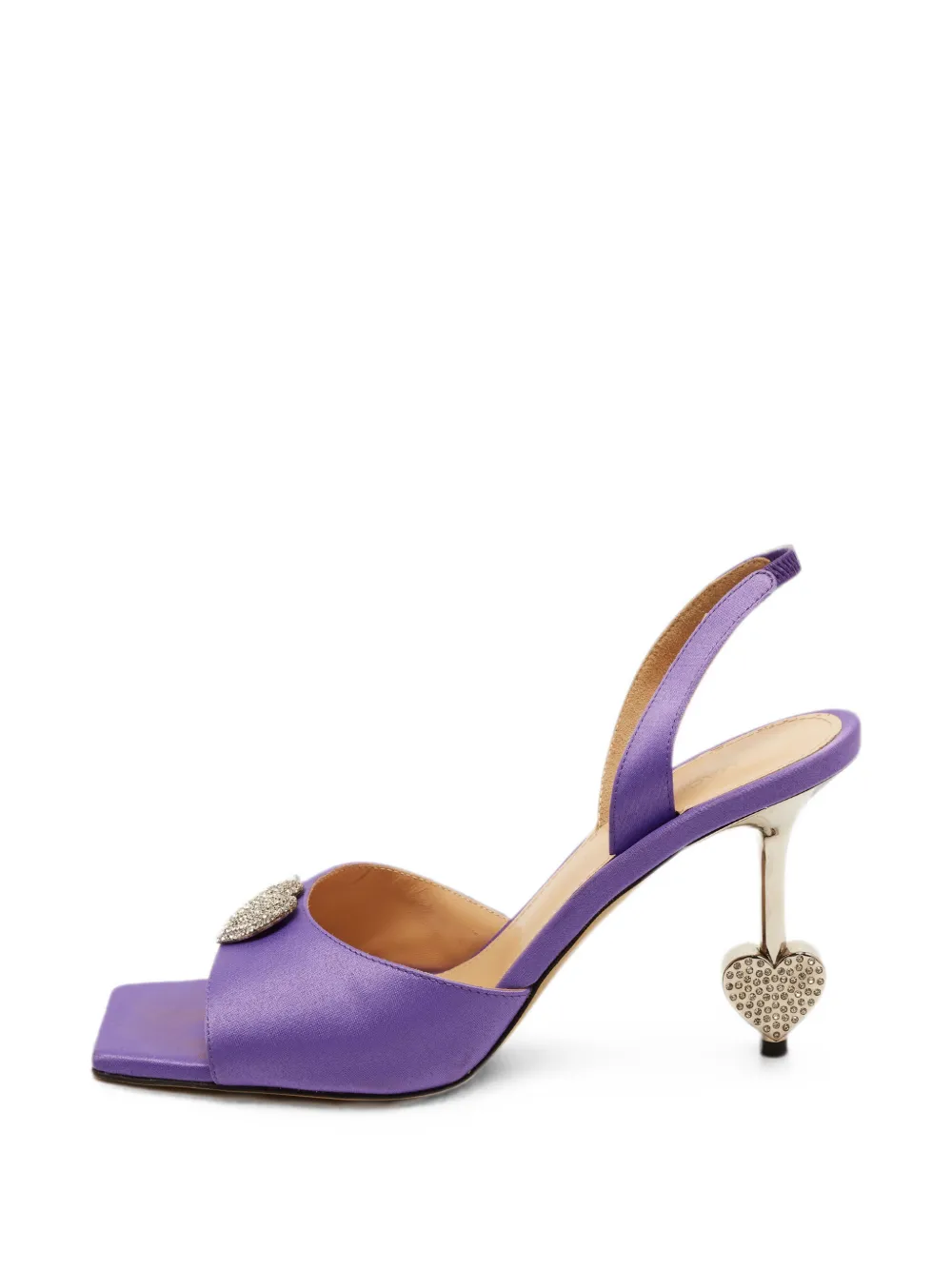 Pre-owned Mach&mach Crystal Heart Heeeld Sandals In Purple