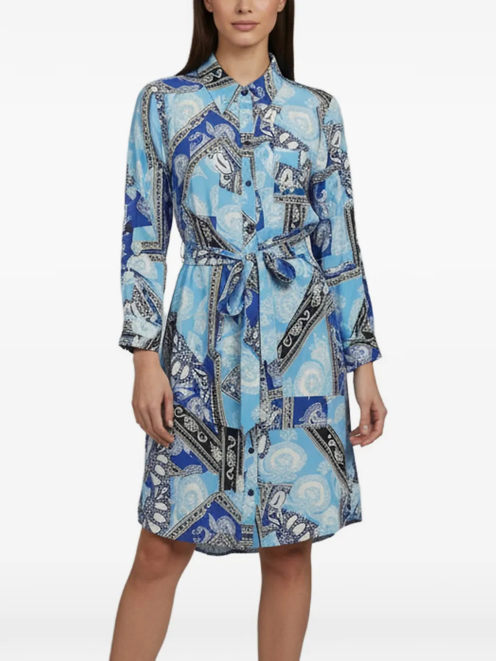 DVF Diane von Furstenberg Kleid mit Print und langen Ärmeln - Blau