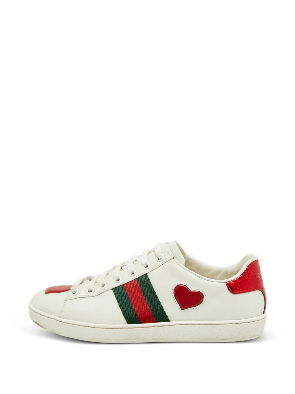 Gucci Pre-Owned Ace Web Heart Sneakers - Weiß
