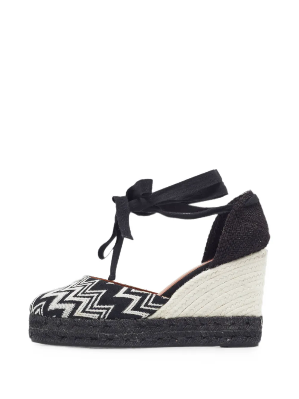 Missoni Pre-Owned zigzag ankle wrap sandals - Nero