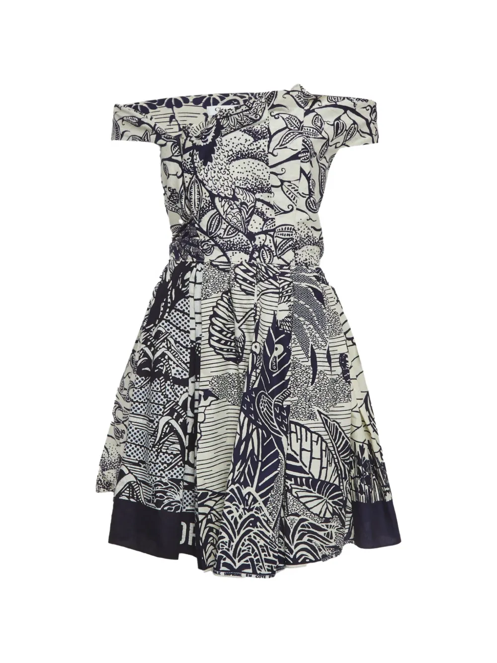 Christian Dior Pre-Owned La Roue De La Fortune off-shoulder midi dress - Toni neutri
