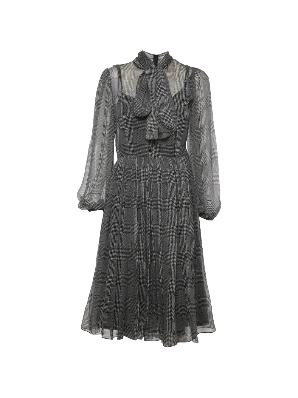 Dolce & Gabbana Pre-Owned Glen plaid scarf-tie midi dress - Grigio