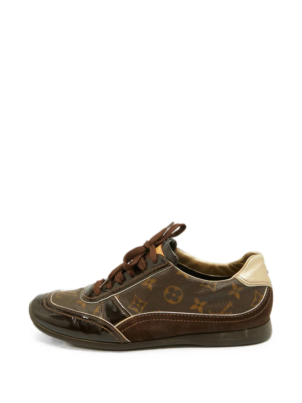 Louis Vuitton Pre-Owned Globe Trotter lace-up leather sneakers - Braun