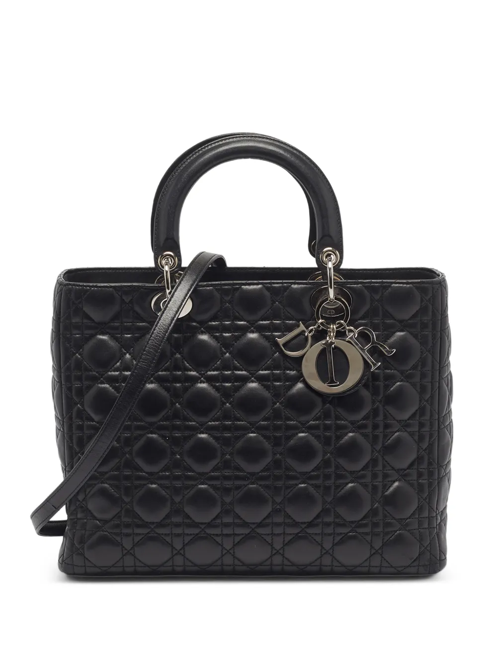 Christian Dior Pre-Owned Große Lady Dior Cannage Tote Bag - Schwarz