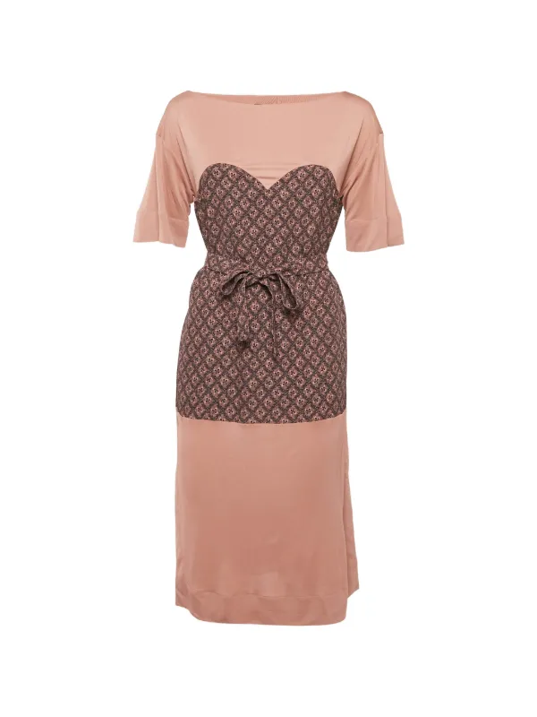 Louis Vuitton Pre-Owned Belted layered-effect Midi Dress | Pink