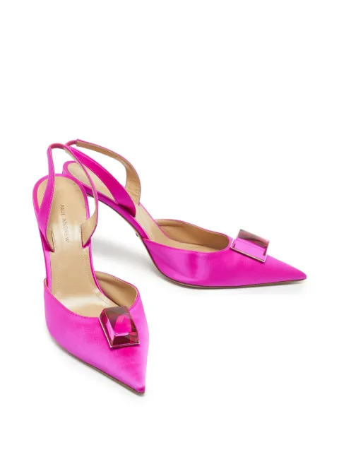 Paul Andrew Rhea crystal-embellished slingback heeled pumps