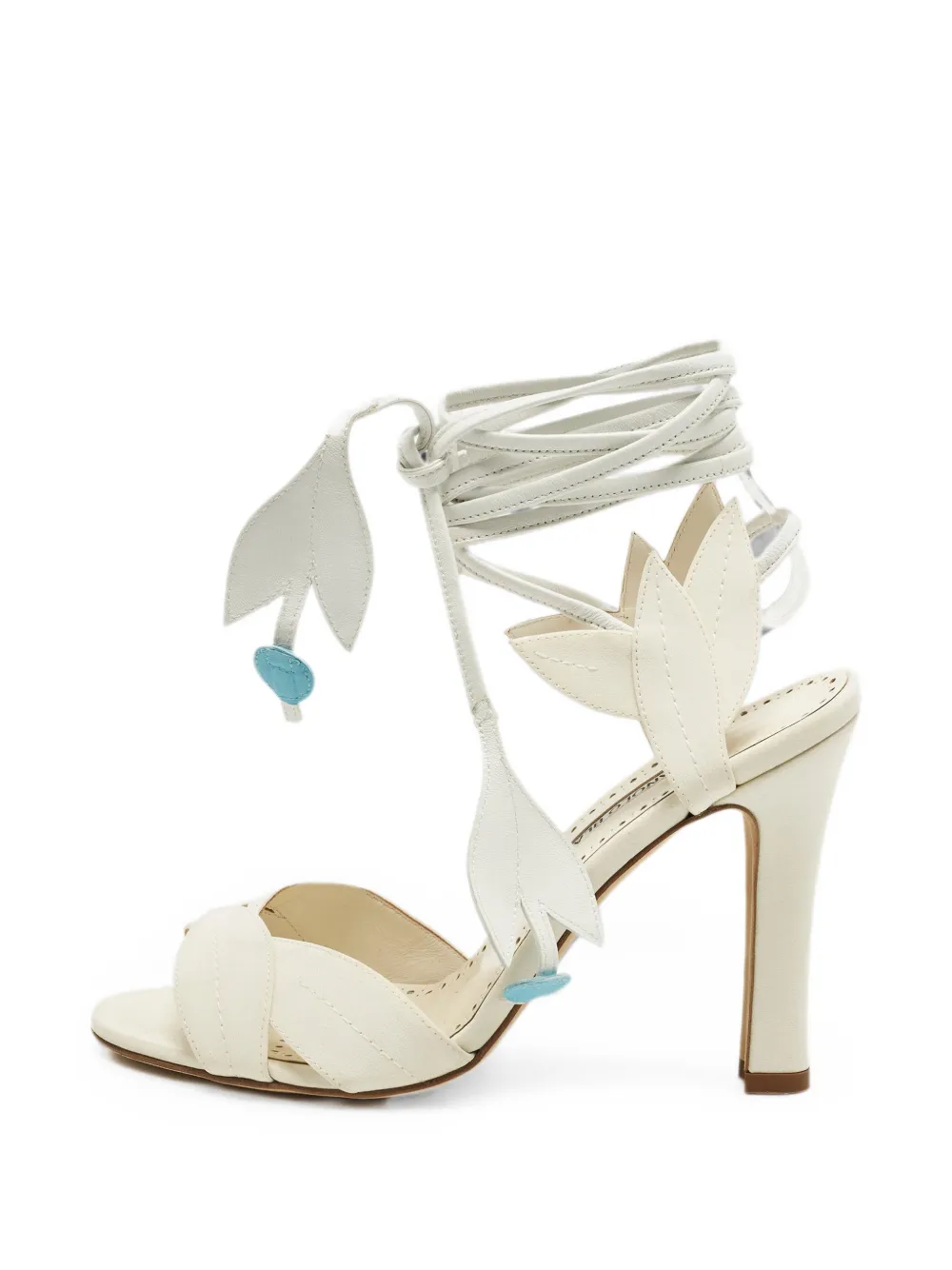 Pre-owned Manolo Blahnik Ossie 23 Ankle Strap Sandals In White