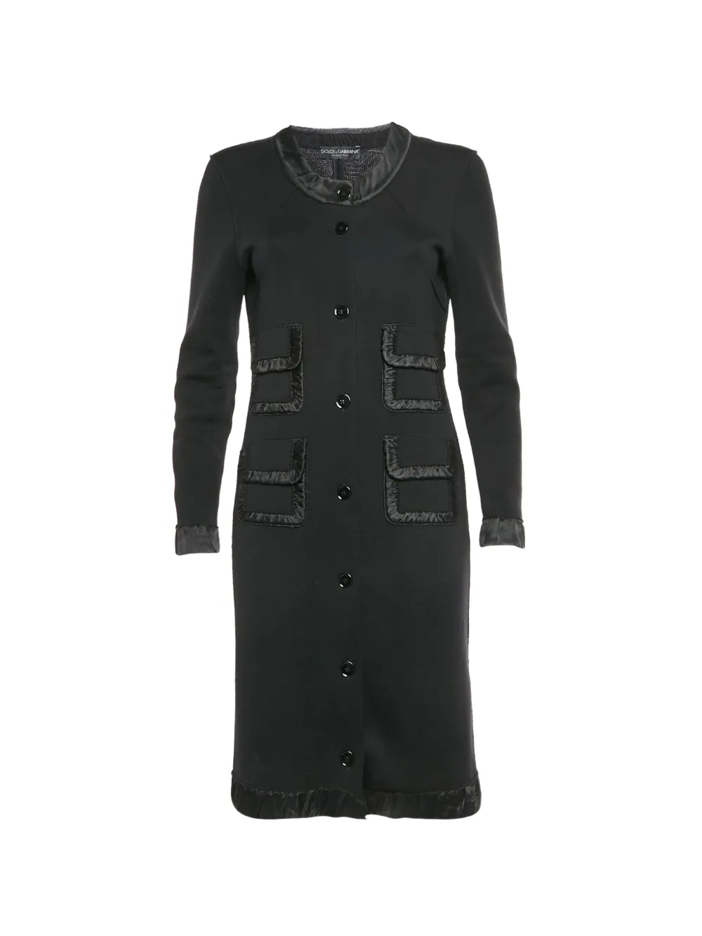 Dolce & Gabbana Pre-Owned ruffle-trim button-up midi dress - Nero