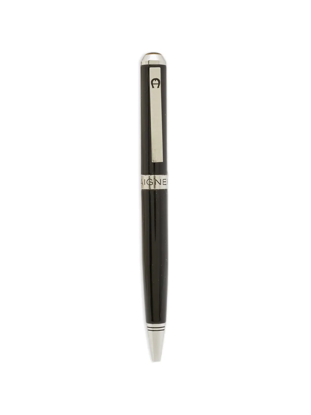 Pre-owned Aigner Vintage Logo Resin Ballpoint Pen In Black