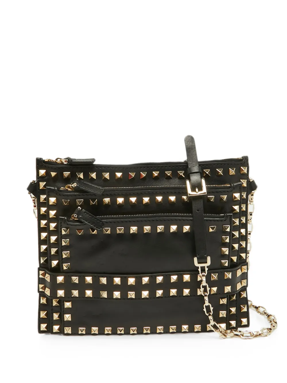 Valentino Garavani Pre-Owned Borsa a spalla Rockstud con zip - Nero