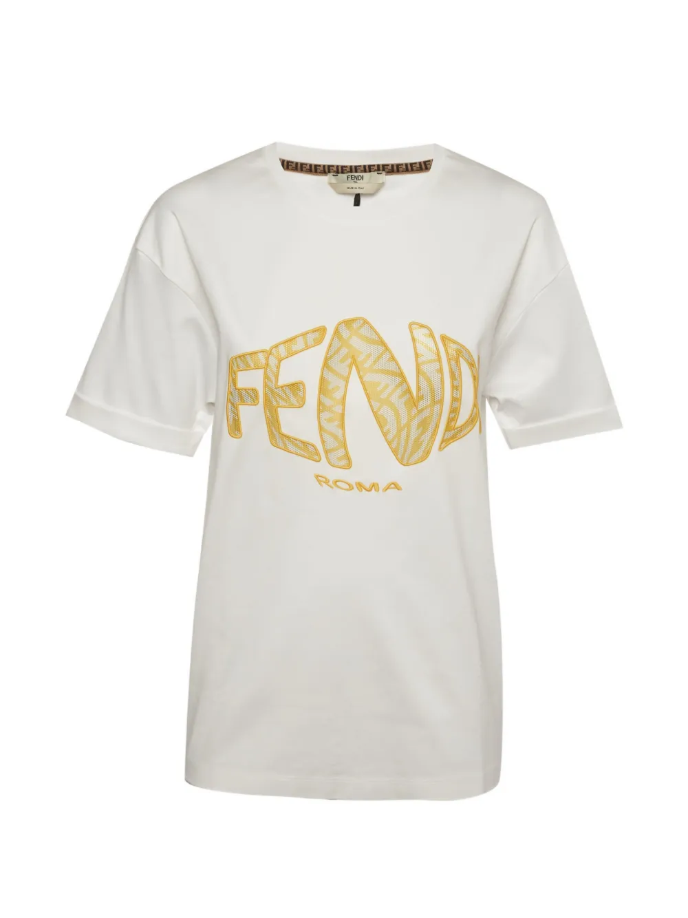 Fendi Pre-Owned mesh-inset fish-eye logo T-shirt - Bianco