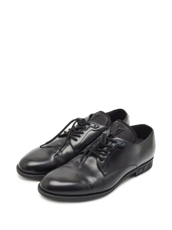 louis vuitton black dress shoes Pre-Owned LV Harness Leather Derby | lv shoes men formal